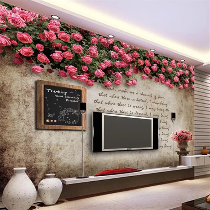 wellyu Custom mural 3d wallpaper fantasy red rose rose peace prayer tv background non-woven wallpaper parpe pared parato