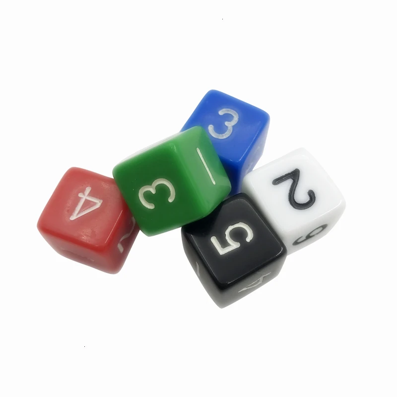 

50/100/200 Pcs/Lot 16mm Digital Dice High Quality Acrylic Square Corner Multicolor Dice Games Dice Wholesale