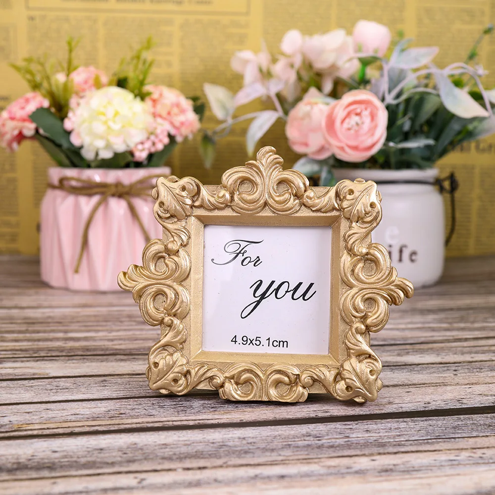 10pcs Gold Baroque Mini Photo Frame For Wedding Baby Shower Party Christmas Birthday Favor Gift Souvenir