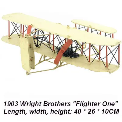 Vintage wrought iron airplane model 1903 Wright brothers flying one antique metal crafts ornaments Birthday present, gift