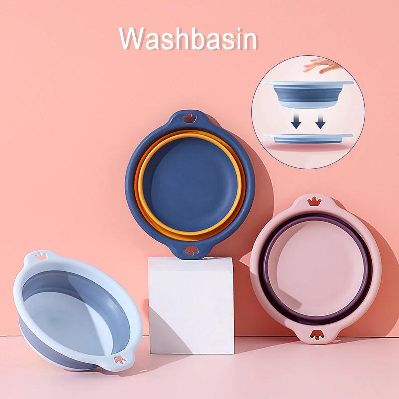 Collapsible Round Washbasin, Multipurpose Washing Basin, Portable Dishpan, Washing Up, Folding Water Bucket for Bathroom