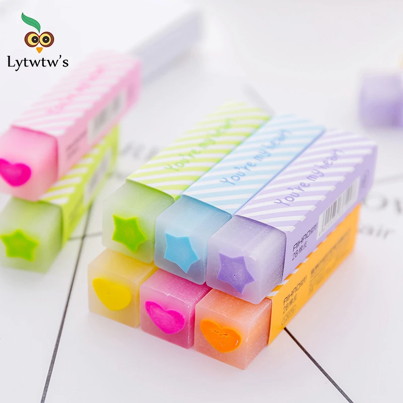 3 Pcs Lytwtw's 2B Cute Candy Soft Erasers For Kids Rubber Kawaii Stationery School Office Supplies Creative Easy Clean Funny 