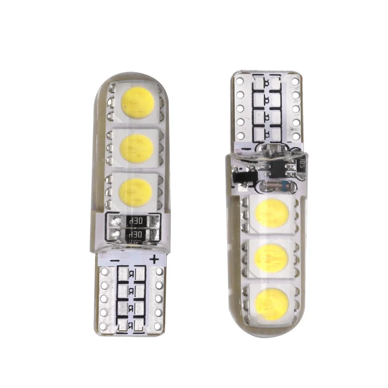 500X High quality silicone Car Auto LED 194 W5W 6SMD T10 6 LEDS SMD 5050 Wedge led Light Bulb Lamp