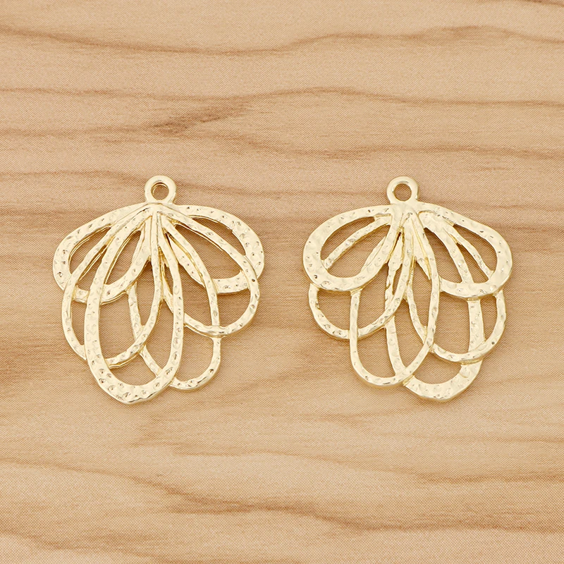 10 Pieces Gold Color Open Hollow Filigree Flower Charms Pendants for DIY Earrings Jewellery Making Accessories