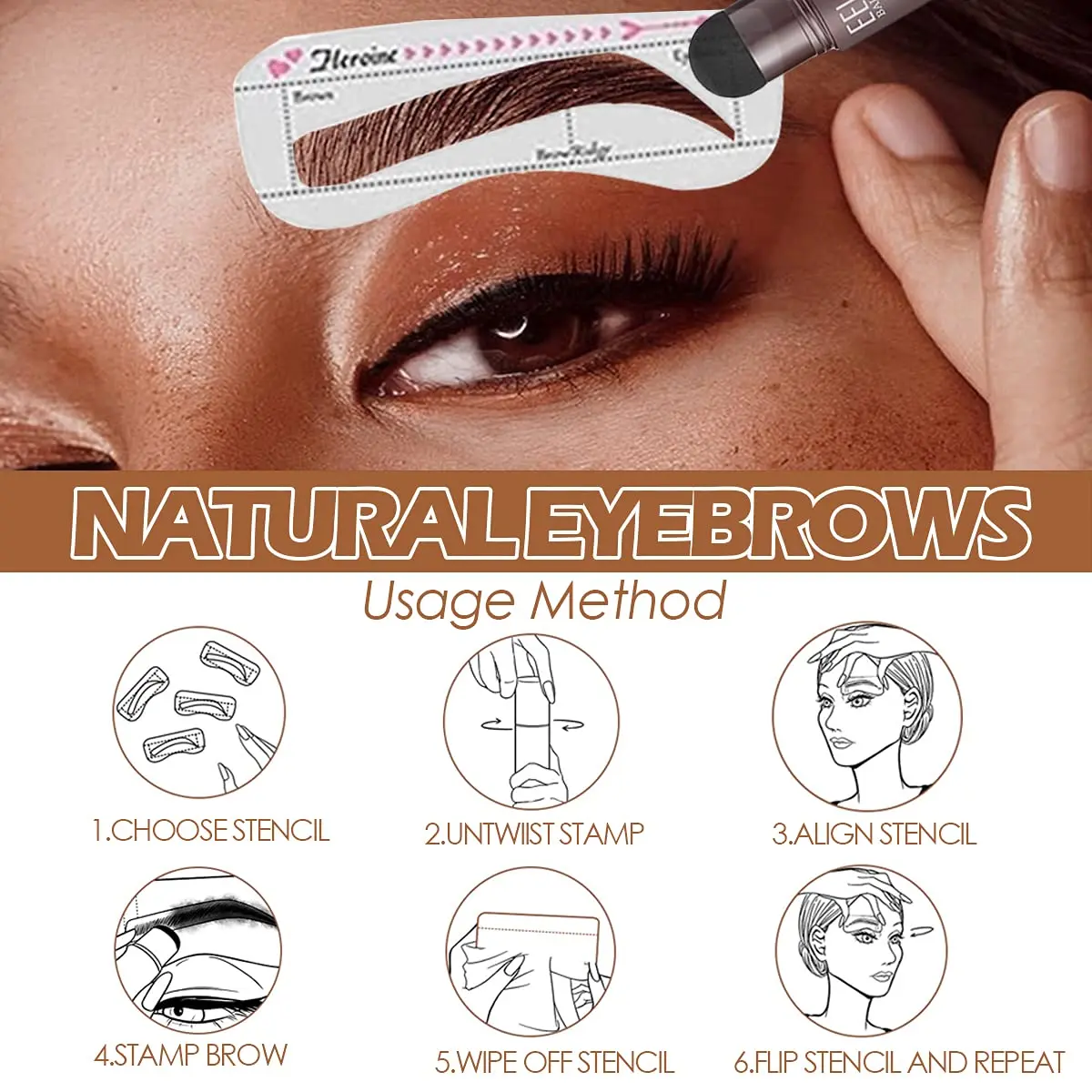 2023 One Step Eyebrow Stamp Shaping Kit Makeup Brow Set Pen Women Waterproof Contour Stencil Tint Natural Stick Hairline Enhance