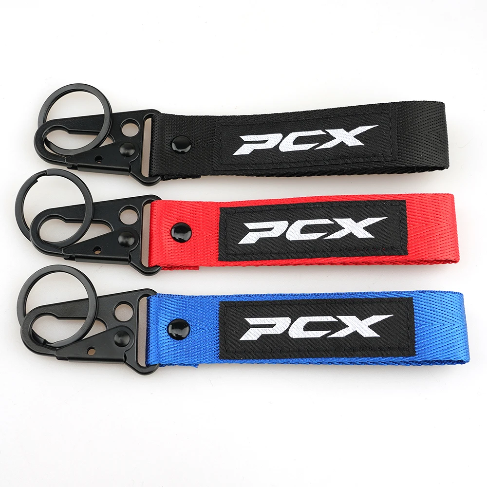 For Honda PCX125 PCX150 PCX 125 150 Motorcycle Embroidered Keychain Bicycle Moto Keyring Key Chain Key Ring Holder Black Blue