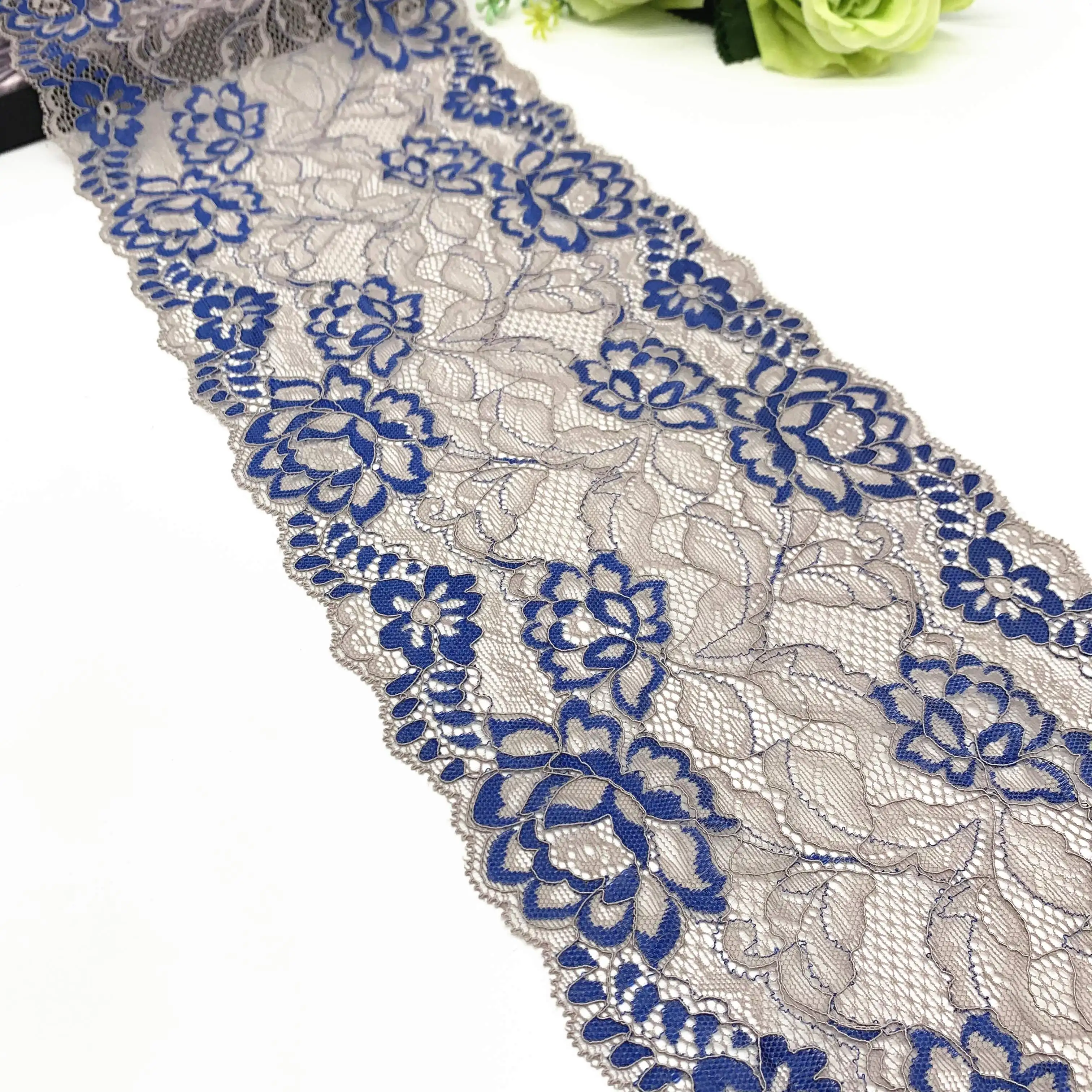 3y/lot Width 6 7/8 inch Blue Grey Elastic Lace Trim For Lingerie Clothes Sewing Material DIY Apparel Dress Fabrics Lace BJD