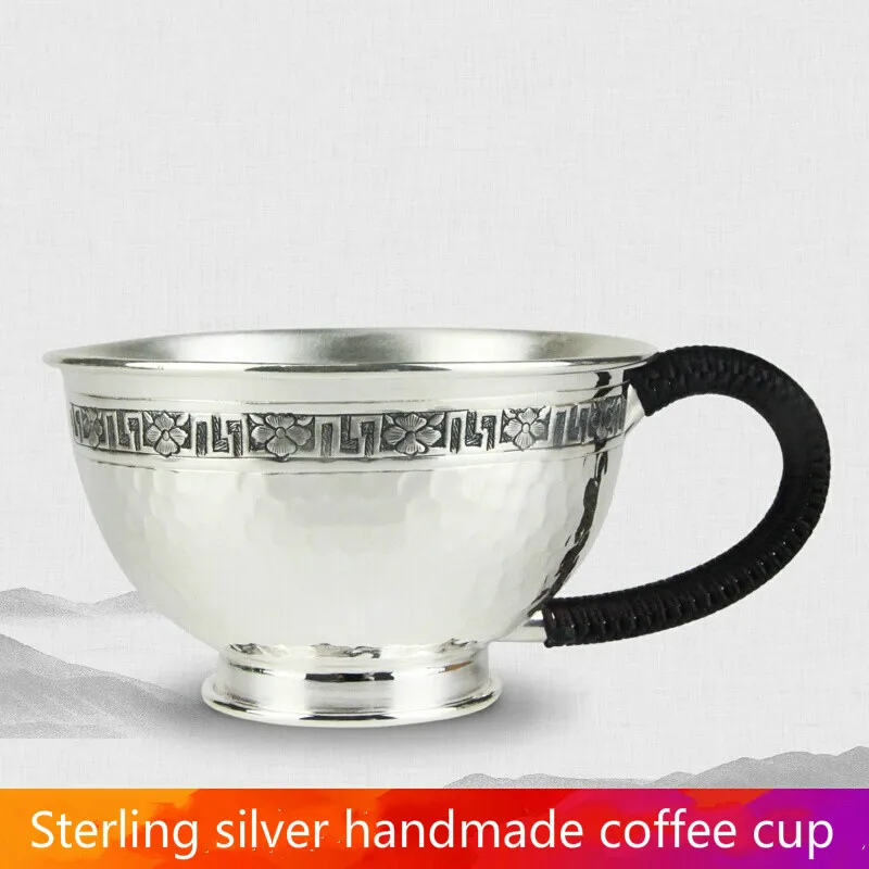 Silver Cup 999 Silver Fashion Coffee Cup Handmade Hammer Tea Cup Household Silver Water Cup