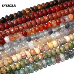 Free Shipping Natural Faceted Rondelle Stone Beads Hematite Agates Jaspers Spacer Beads 4 * 6 MM 5*8 MM DIY Bracelet Necklace