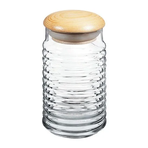 Pasabahce Babylon Glass Jar With Wood Lid Medium