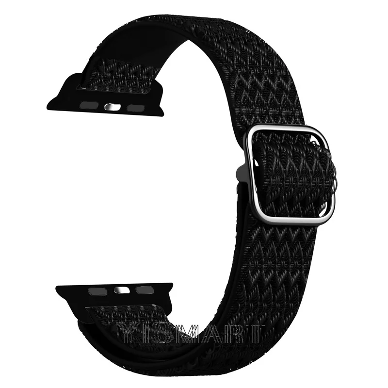 Pleciony Nylon Solo pętli pasek na pasek do Apple Watch 44mm 40mm 42mm 38mm elastyczny pas zespół na iWatch serii 1 3 4 5 SE 6 7 pasek