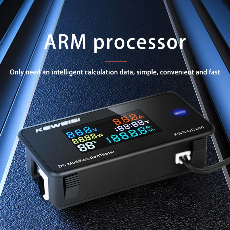 KWS DC Monitor zasilania cyfrowy wyświetlacz miernik napięcia prądu z funkcja resetowania kolorowy ekran Tester mocy detektor 0-200V 0-100A