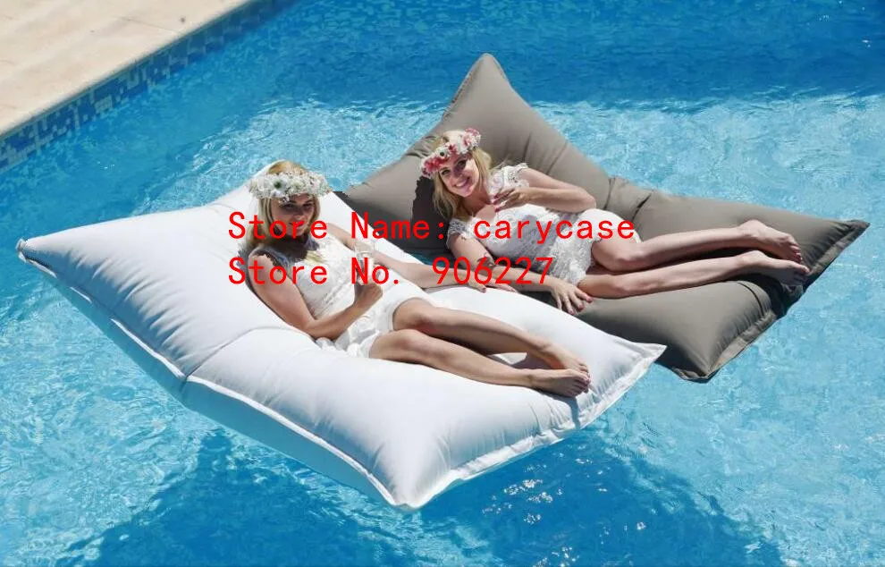 

white and brown color Rectangle Floating Waterproof Cushion Outdoor Beach Big Bean Bag cover