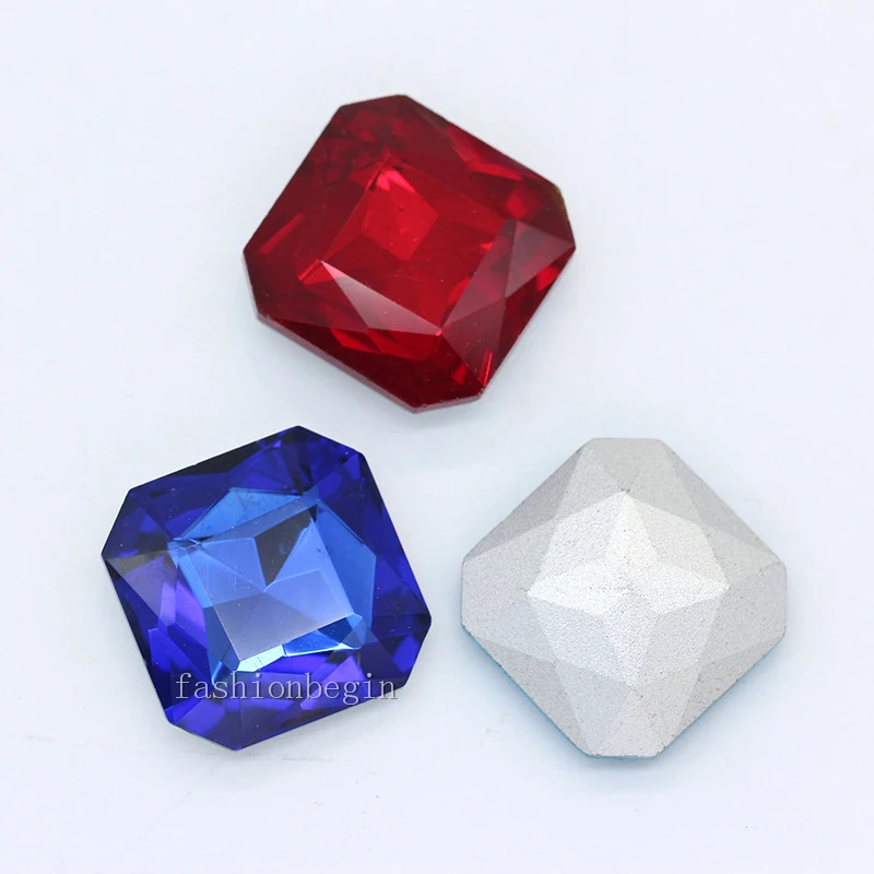 High Quality 18MM 23MM Rhinestones Crystal Square octagon Glass Pointed Loose Beads For Jewelry Clothing Wedding Decoration