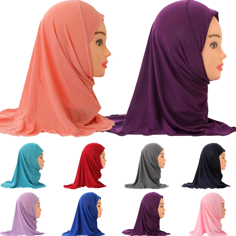 Turbante Hijab Muçulmano para Crianças, Cobertura de Cabeça Islâmica, Lenço Muçulmano, Boné Xale, Chapéu de Oração, Cobertura do Pescoço Roubado, 2 a 6 Anos