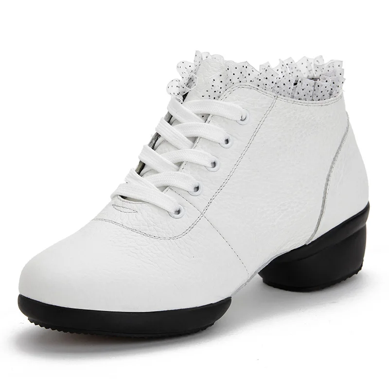 Sneakers Genuine Leather Shoes Woman Mesh Jazz Dance Shoes Women Shoes Square Sports Dancing Shoes Breathable Soft Bottom