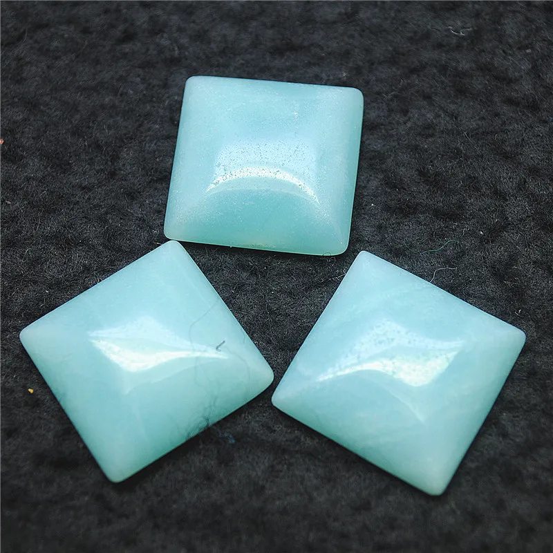 7PCS Nature Amazonite Stone Cabochons No HOLES Size 12X12MM 22X22MM Square Shape One Face Flat For DIY Jewelry Or Masaic Making