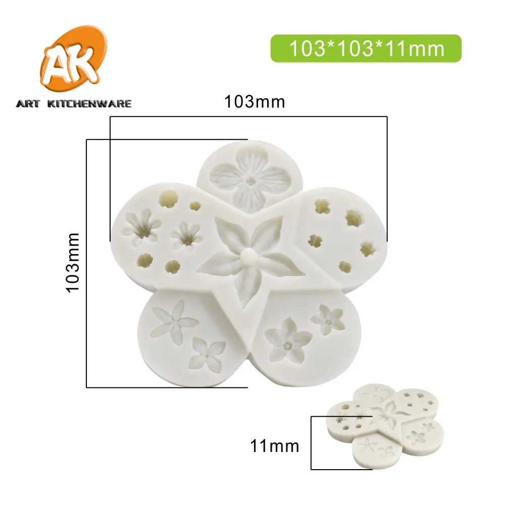 New Flowers Silicone Mold Fondant Impression Flower Mould Cake Decorating Tool Sugarcraft Cake Molds Baking Accessories