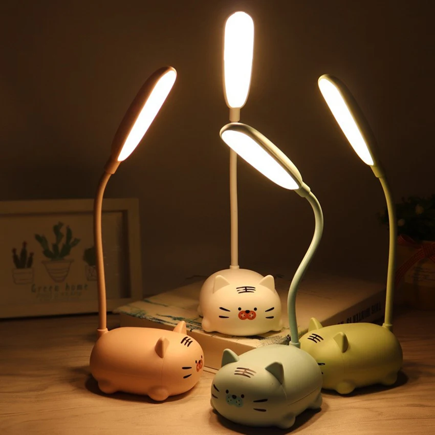 Cartoon Animal Design LED Desk Lamp Button Switch USB Charging Bedside Table Lamp Living Room Badroom Decoration for Children