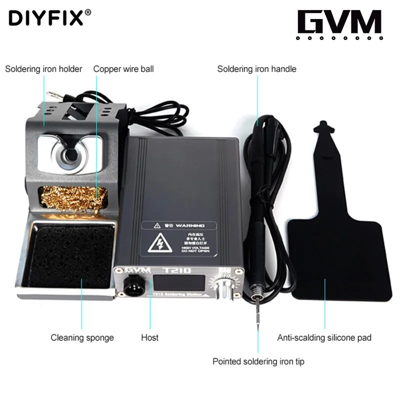DIYFIX GVM T210 전문 휴대 전화 수리 일정한 온도 납땜 스테이션 2 초 용융 주석 빠른 온난화