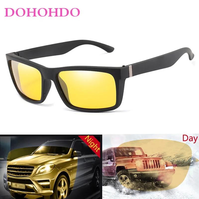 

DOHOHDO New Polarized Sunglasses Men Driving Shades Male Square Sun Glasses Vintage Night Vision Travel Fishing Classic Goggles