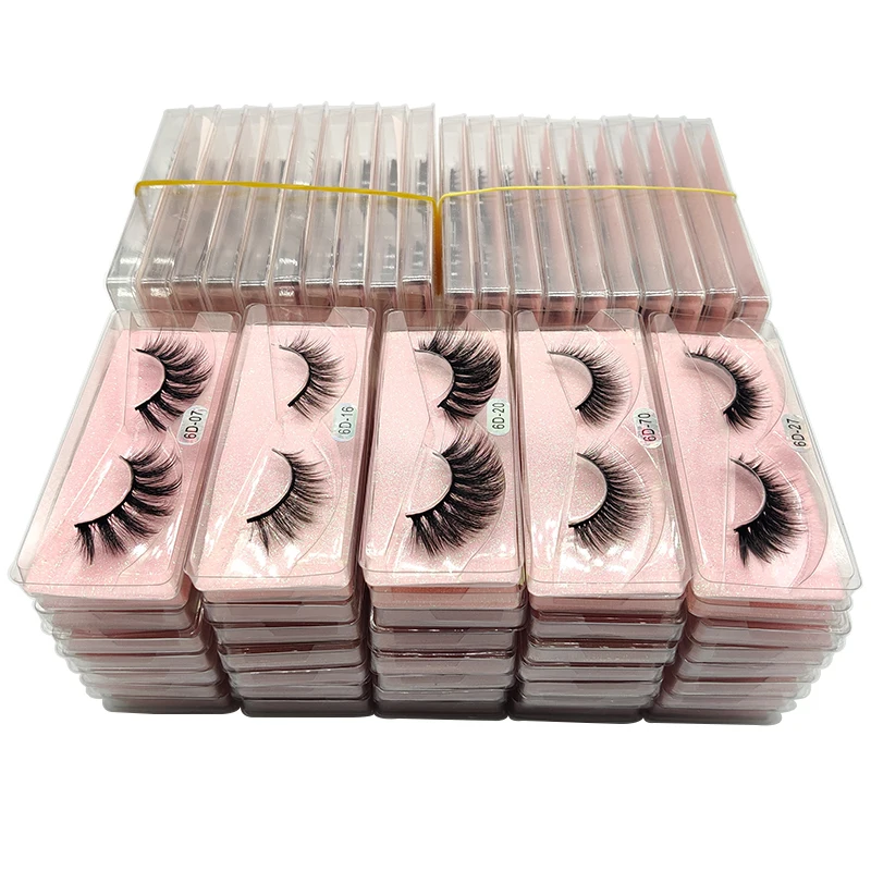 Wholesale Mink Eyelashes 6D Mink Lashes Bulk Mix Eyelash Styles Natural False Eyelashes Extension Soft Faux Mink Eyelashes