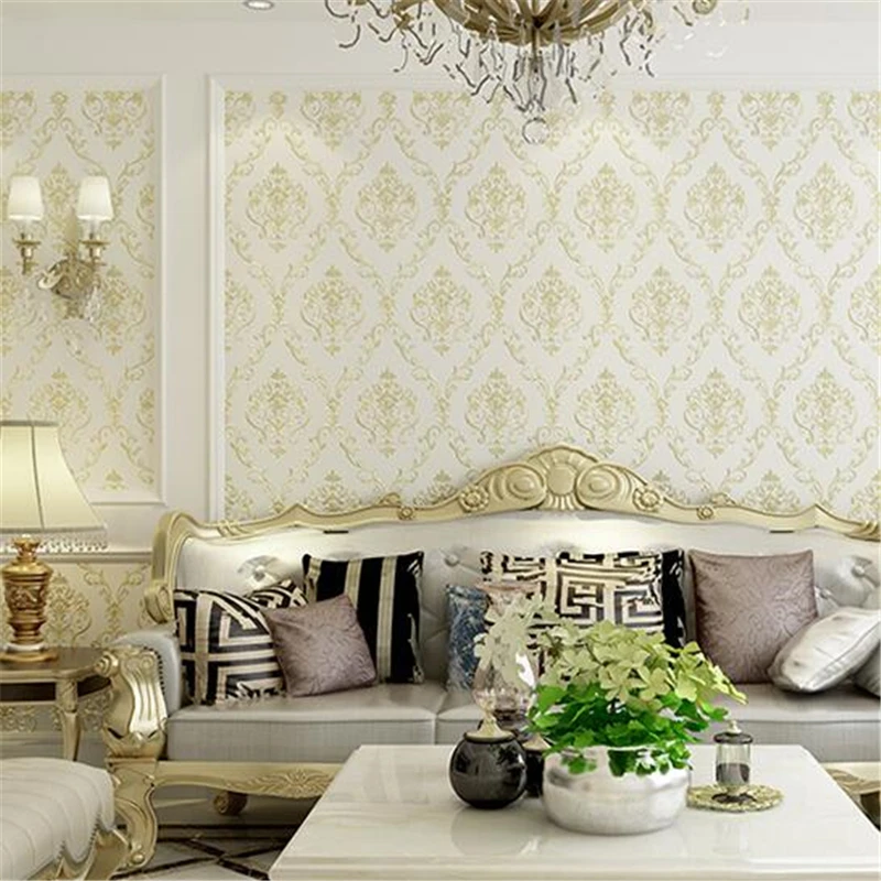 WELLYU non-woven European wallpaper deep embossed living room bedroom warm TV background wall paper Hotel Papel de parede