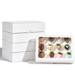 Chocolate Covered Strawberries Boxes Treat Bakery Packaging for Breakable Hearts and Cookies Cakesicle Pastry and Baked Goods