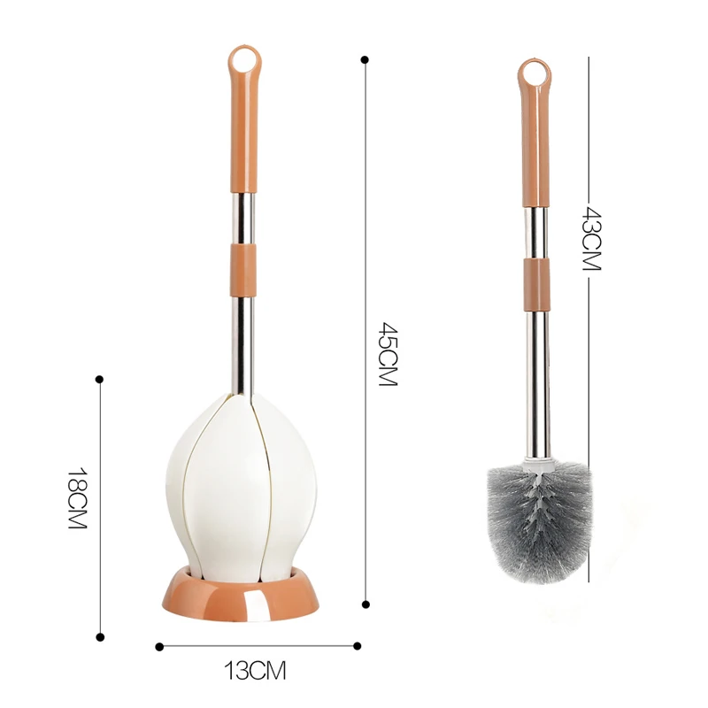 Lotus Design Toilet Brush and Holder Floor-Standing Cleaning Brush Automatic Opening and Closing Bathroom Toilet Cleaning Tools