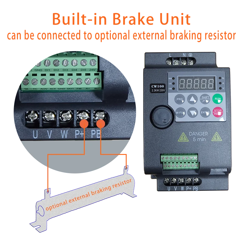 Imagem -04 - Conversor Variável Econômico da Movimentação da Frequência da Saída do ph da Entrada da Fase Mini Vfd para o Inversor do Controle da Velocidade do Motor 3.7kw 5hp 220v