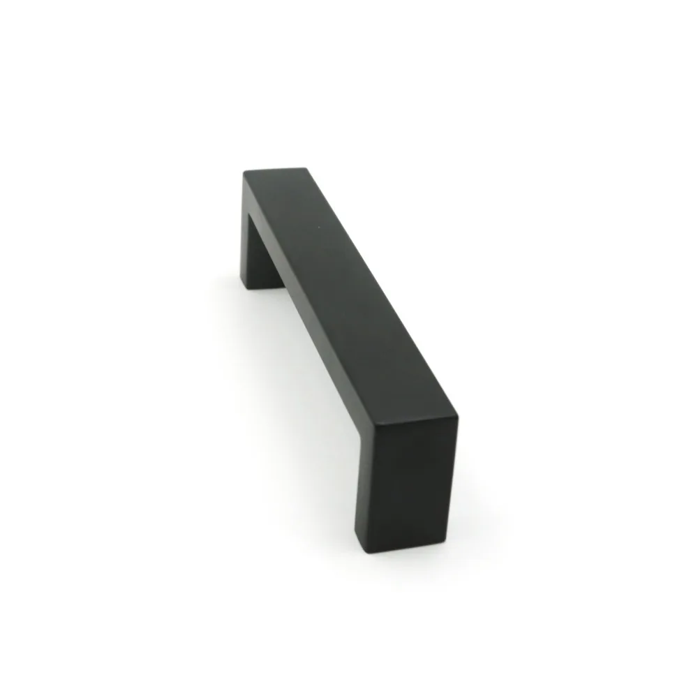 Black Cabinet Handles 10mm*20mm Square Bar Stainless Steel Kitchen Door Knob Furniture Drawer Pulls CC96mm~224mm