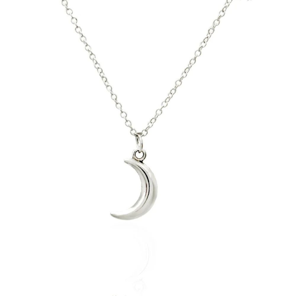 Tiny Crescent Curved Moon Pendant Necklace simple little moon clavicle chain jewelry