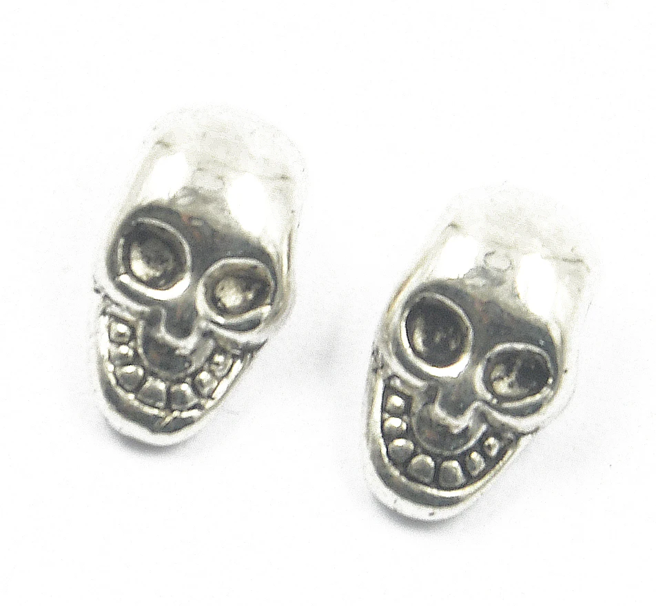 50pcs Antique Silver Color Tibet Alloy Skull Jewelry Making Spacer beads 11 x 6mm