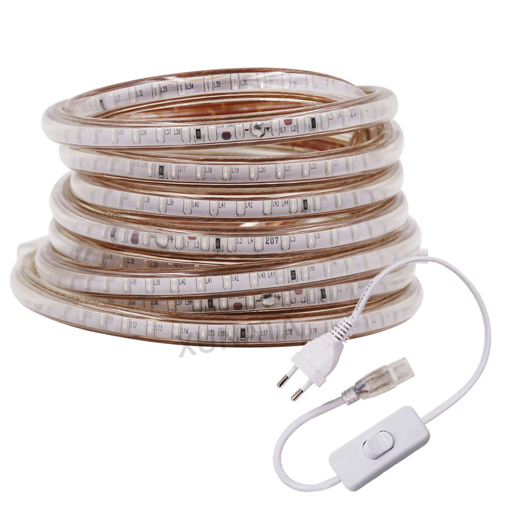 AC 220V LED Strip Light 3014 SMD 120LEDs/m Outdoor Waterproof IP67 LED Tape Rope Lights Home Decoration  White/Warm White