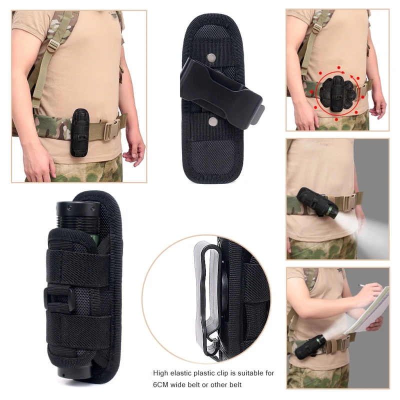 Tactical 360 Degrees Rotatable Flashlight Pouch Holster Torch Case For Hunting Lighting Bags