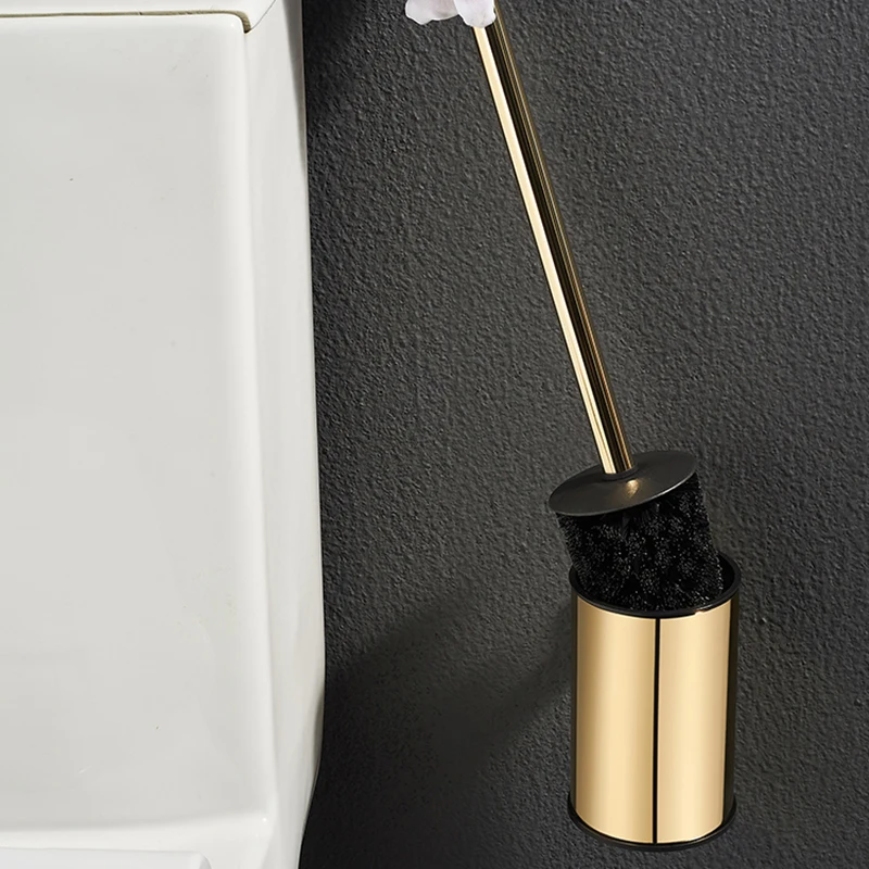 Luxury Wall-Mounted Toilet Brush Set Household Long Handle 304 Stainless Steel Bathroom Cleaning Brush Punch-Free No Dead Corner