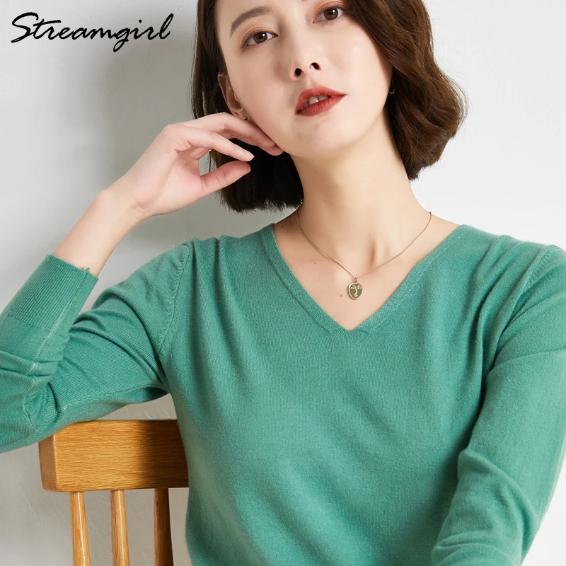 Women\'s Sweater 2021 White Jumper V Neck Ladies Winter Clothes Women Sweater Knitted Pullovers Sweaters For Women Fashion Winter