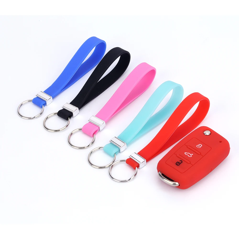 Hot Durable Waterproof Car Key Accessories Rubber Bangle Key Ring Silicone Wrist Keychain for Kids Gifts Women Girls Present