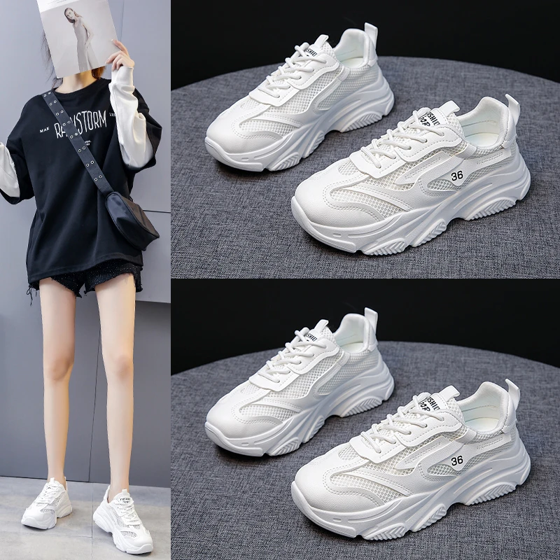 Casual Breathable Sport Shoes New Autumn Sneakers Women Lace Up Loafers Ladies White Sneakers Outdoor Walking Running Shoes