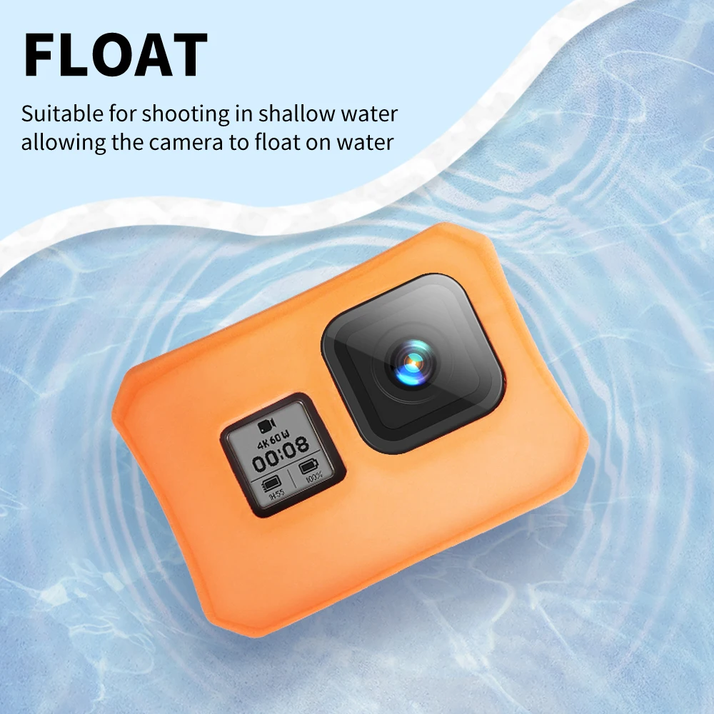 Orange Floaty Case Protective Surfing Cover for Gopro Hero 8 Black Water Accessory Floating Housing Anti-Sink