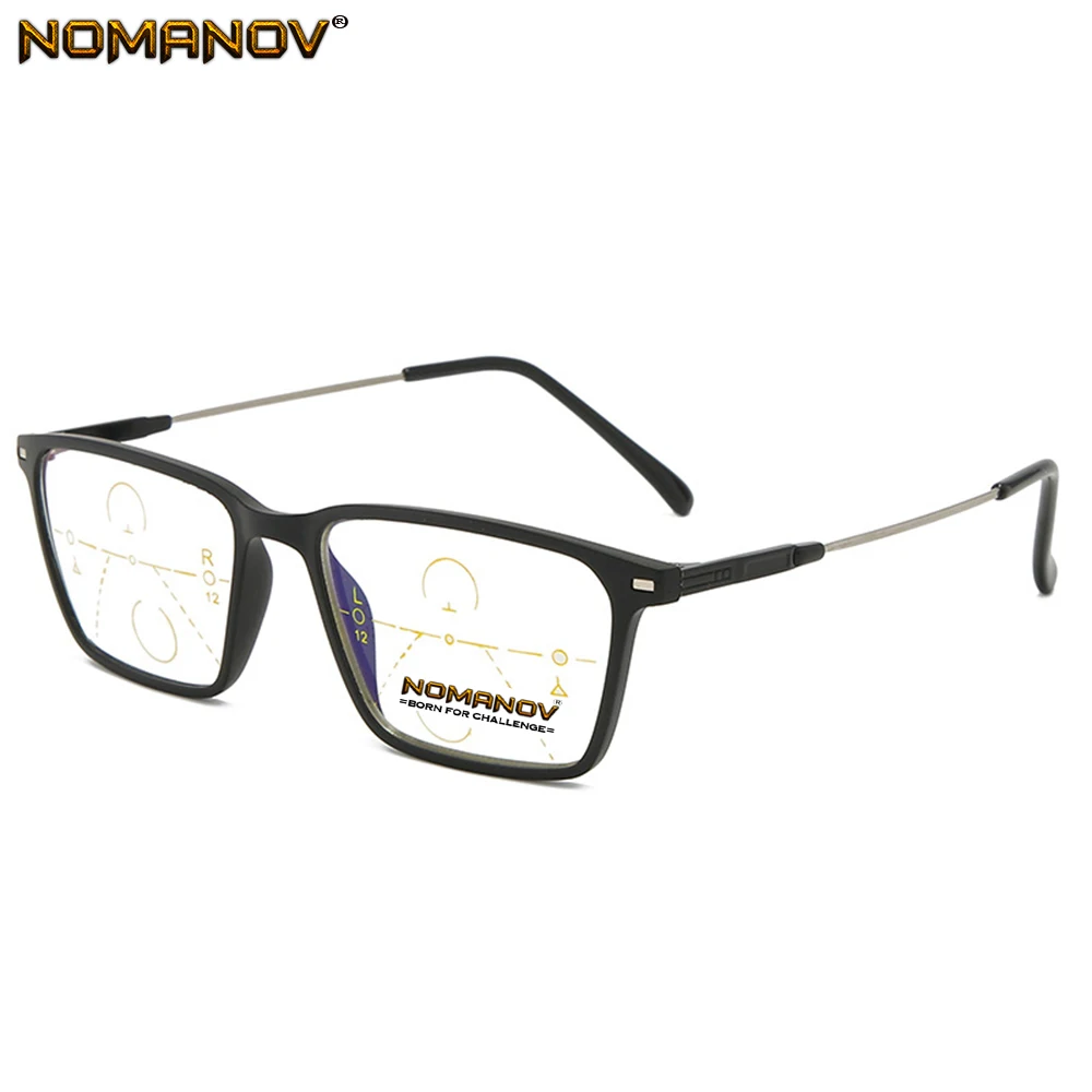 Hand Made Frame Memory Temple Blu Light Blocking Lens Men Women Progressive Multifocus Reading Glasses Add 75 100 125 150 To 400