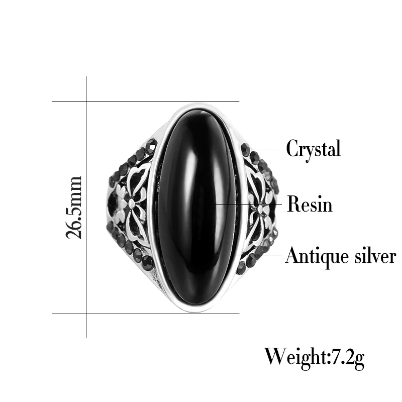 Wbmqda Vintage Jewelry Red Stone Ring For Women Black Crystal Silver Color Hollow Butterfly Flowers Ring Gift For Best Friend