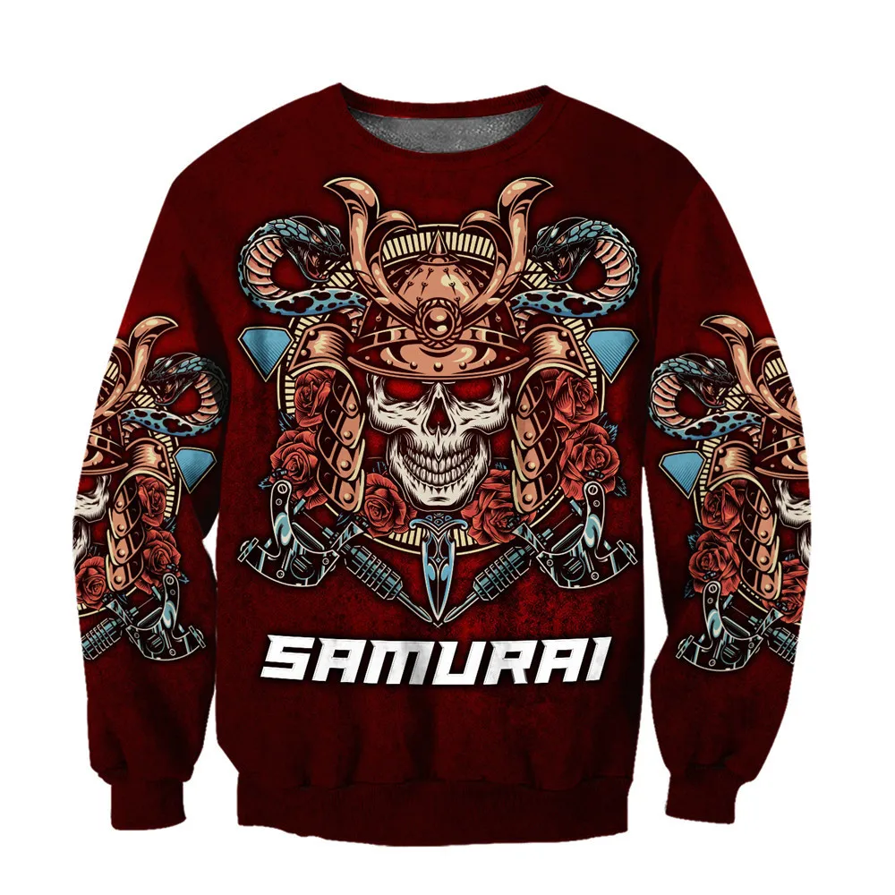 

HX Fashion Japanese Sakura Samurai Sweatshirt 3D Graphics Sportswear Casual Hip Hop Streetwear Casual Pullovers Men Clothing