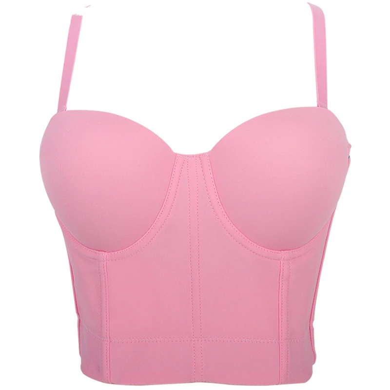 Soft High Quality Fabric Brassiere Solid Color Simple Camisole Push Up Bra Underwear Lingerie For Women Backless Short Top Y1281