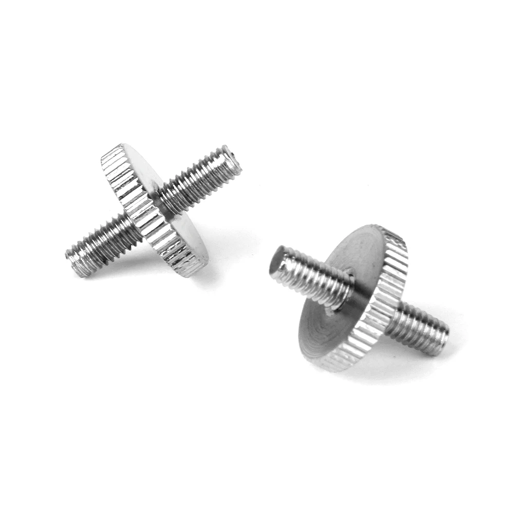 2pcs Mandolin Guitar Bridge Height Adjustment Screws W/Thumbwheels Nickle Plated