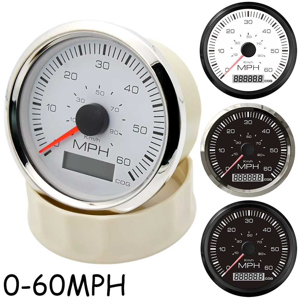 9-32V 85mm GPS Speedometer Speed Gauge 0-60MPH 100Km/h Odometer With GPS Antenna For Car Truck Motorcycle Marine Boat 12V 24V