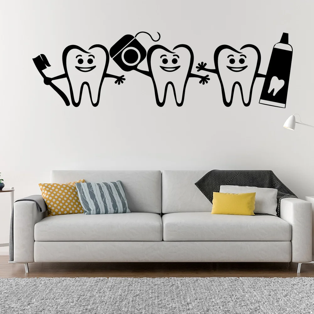 Brosse dents autocollant mural vinyle autocollant mural pour enfants chambres cuisine dentiste boutique décor à la maison étanche mur Art décalque