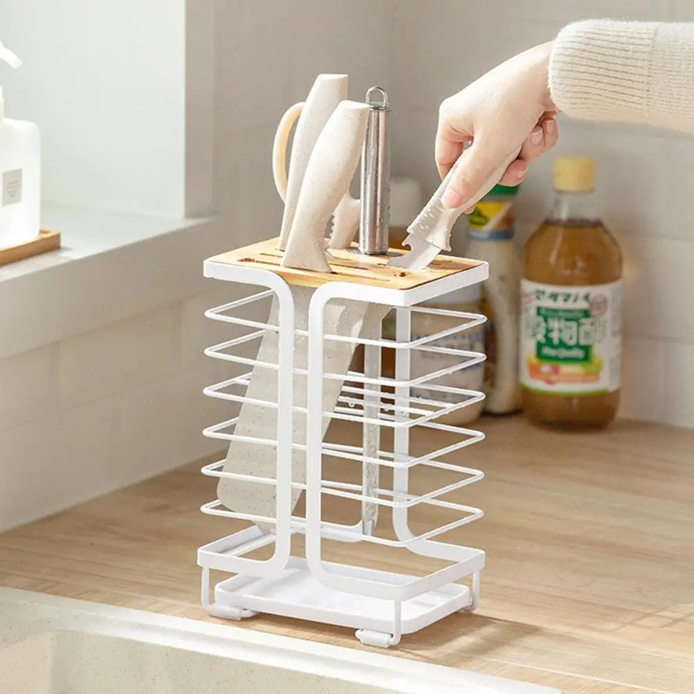 

Creative Knife Holder Knife Fork Spoon Storage Rack Wood Multil Knife Stand Cabinet Tray Kitchen Accessories Utensil Organizer