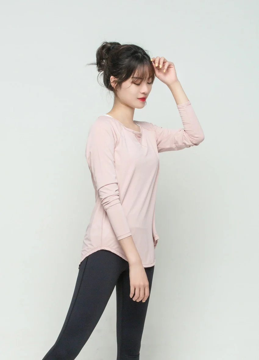 MINDYGOO – veste de sport à manches longues de haute qualité, Logo personnalisé en usine, nouvelle collection automne, respirant, Yoga rapide, peau sur peau de nonne