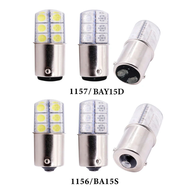 1pc S25 1156 BA15S p21w 1157LED White Lights 5050 12SMD Silica gel DC12V Car Rear Tail Parking Light brake Lamp turn Signal Bulb